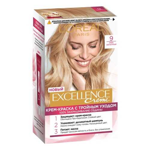 Крем-краска для волос L'Oreal Excellence стойкая тон 9 Очень светло-русый