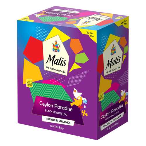Чай черный в пакетиках для чашки Матис Ceylon Paradise 100*2 г