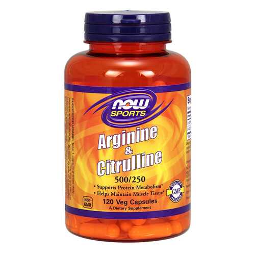 NOW Sports Arginine & Citrulline 120 капсул без вкуса