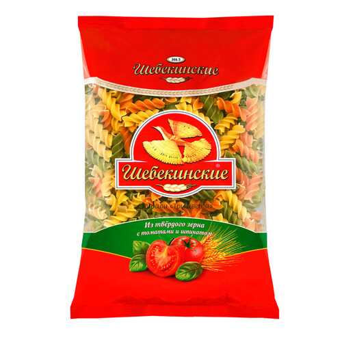 Макароны Шебекинские три цвета спирали с томатами и шпинатом 450 г