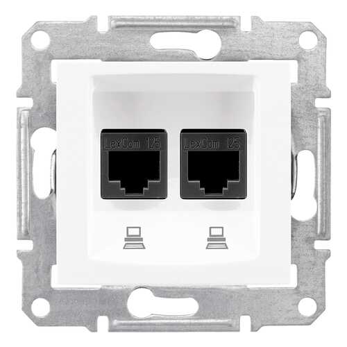 Механизм компьютерной розетки СП Schneider Electric Sedna, 2 модуля, RJ45+RJ45, белый