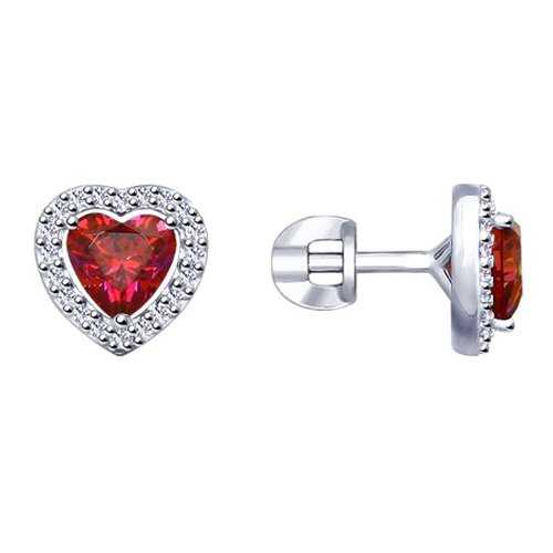 Серьги SOKOLOV из серебра с бесцветными и красными Swarovski Zirconia