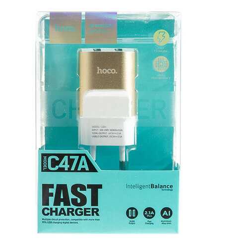 Сетевое зарядное устройство Hoco C47A 2 USB 2,1A Gold