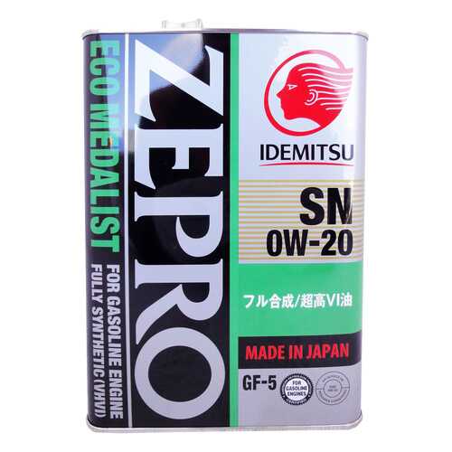 Моторное масло Idemitsu Zepro Eco Medalist SN/GF-5 0W-20 4л