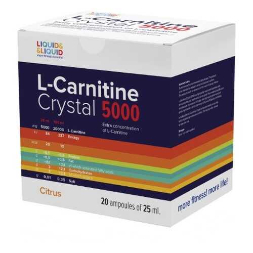 Liquid & Liquid L-Carnitine Crystal 5000, 20 амп, вкус: цитрус