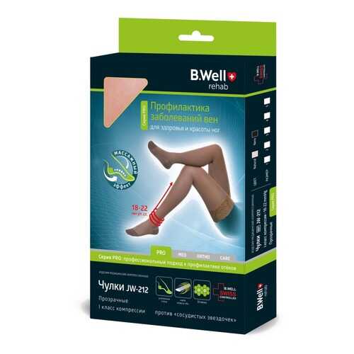 Компрессионные чулки (1 класс, 18-22 мм рт. ст.), №4, черные B.Well rehab JW-212
