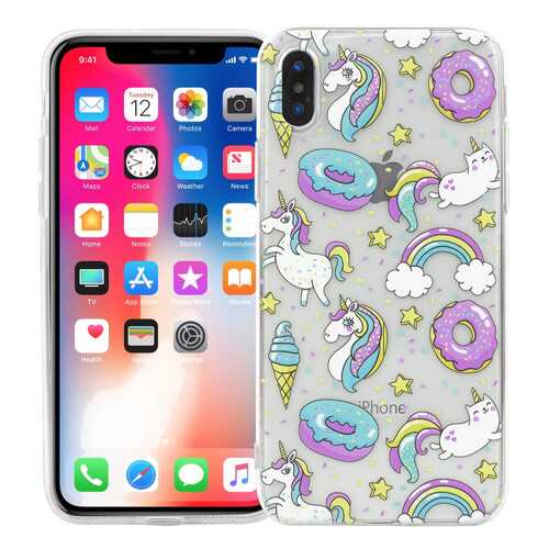 Чехол KAWAI для iPhone X/XSЕдинороги и пончики