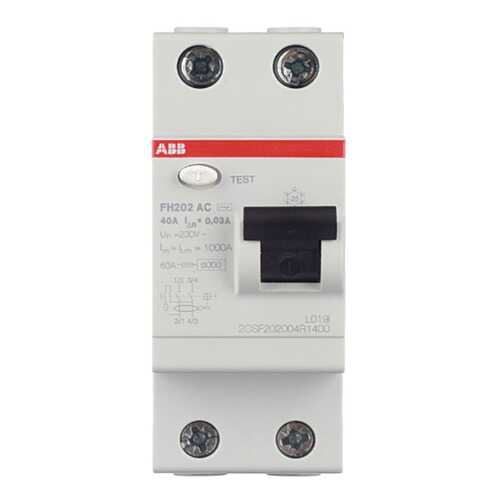 Выключатель дифференциального тока (УЗО) ABB FH202, 2п, 40 А, 30 мА, тип AC