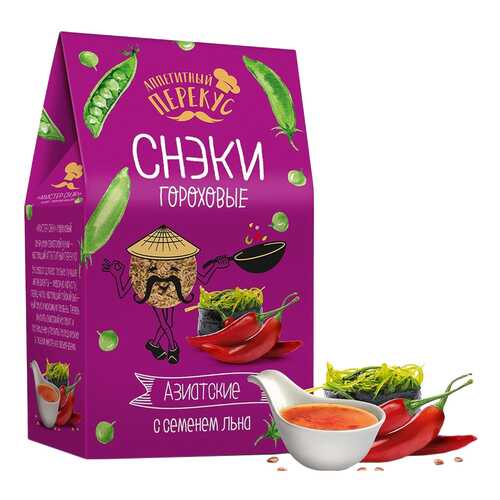 Снеки гороховые Полезный перекус с семенем льна азиатские 100 г