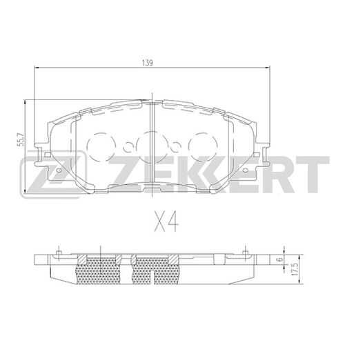 Комплект тормозных колодок, дисковый тормоз ZEKKERT BS-2683