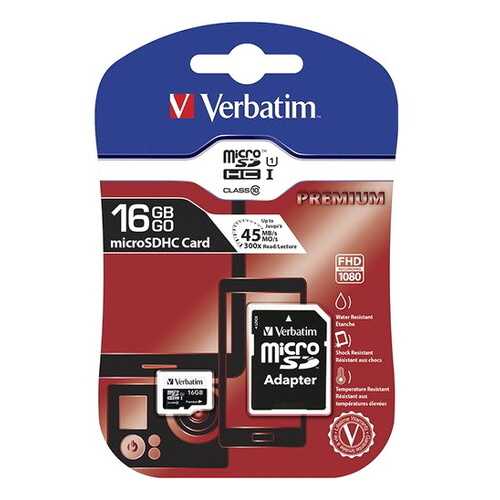 Карта памяти Verbatim microSDHC Class 10 UHS-I (SD адаптер)