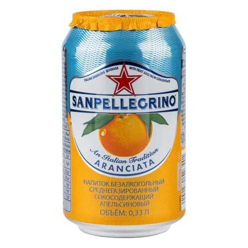 Напиток Sanpellegrino апельсиновый среднегазированный жестяная банка 0.33 л