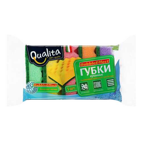 Губки Qualita Bubble effect для посуды 5 шт
