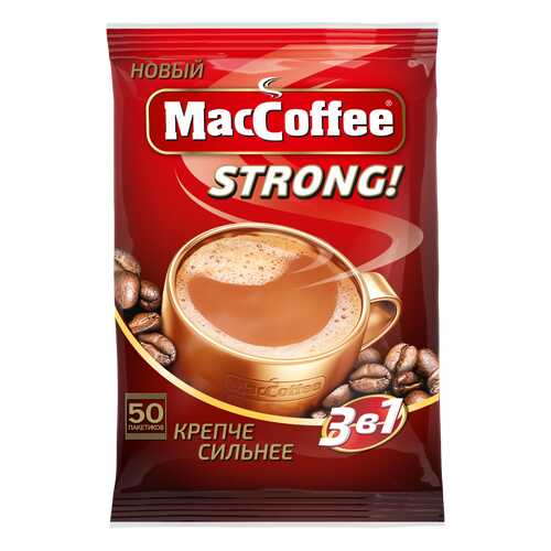 Напиток кофейный растворимый т.з. MacCoffee (3 в 1) Strong, м/уп 16г*50*10 блок
