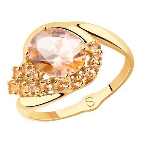 Кольцо женское SOKOLOV из золота с топазами Swarovski 715369 р.19
