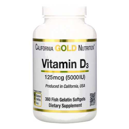 Витамин D3 California Gold Nutrition Vitamin D3 5000 IU 360 капсул