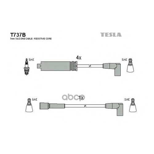 Комплект Проводов Зажигания TESLA T737B