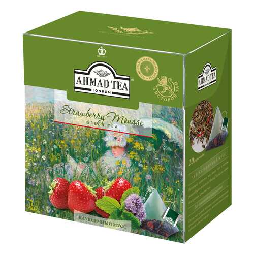 Чай зеленый Ahmad Tea клубничный мусс 20 пакетиков