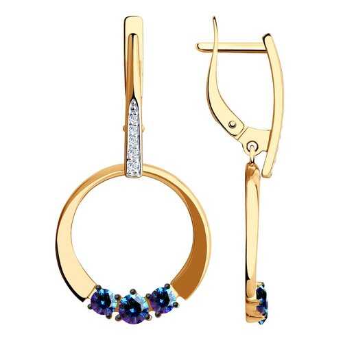 Серьги SOKOLOV из золота с бесцветными и синими Swarovski Zirconia 81020453