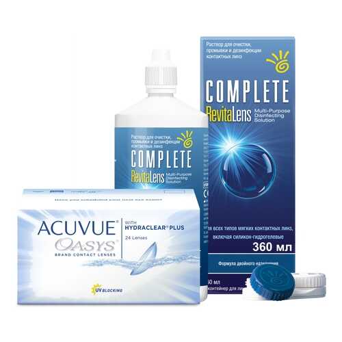 Контактные линзы Acuvue Oasys 24 линзы R 8.8 +6.00 + Раствор Complete RevitaLens 360 мл