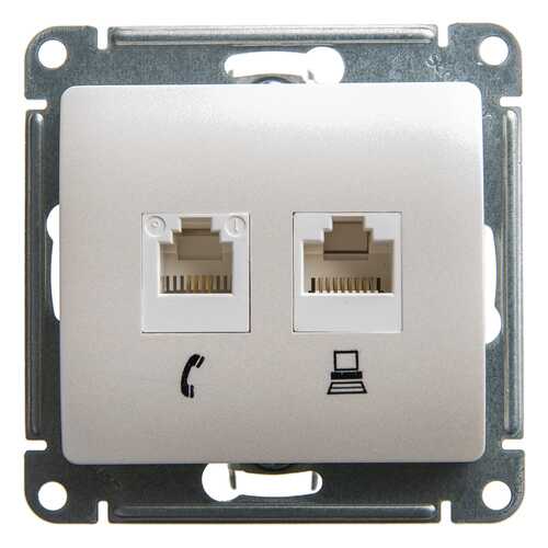 SE Glossa Перламутр Розетка 2-ая RJ11+RJ45, кат.5E