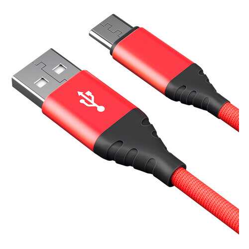 Кабель AKAI CBL208RD USB А-microUSB, красный