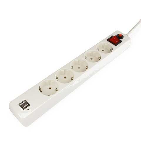 Сетевой фильтр Гарнизон ЕНW-6-USB, 5 розеток, 1,8 м, White