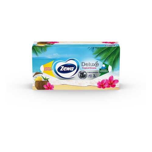 Салфетки Бумажные Косметические Zewa Deluxe Дизайн, 3 слоя, 90 шт.