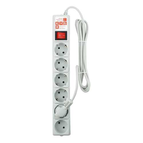 Сетевой фильтр Power Cube SPG-B, 6 розеток, 2 м, Grey