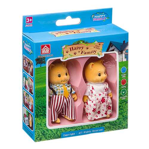 Игровой набор Happy Family фигурки зверюшек 2 котика BOX 15 21?15 21?4 5 см арт. 012-11C.