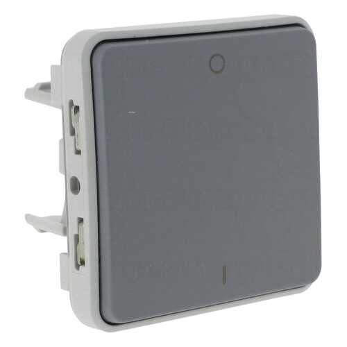 Выключатель 1-клавишный СП Legrand Plexo, двухполюсной, IP55, серый