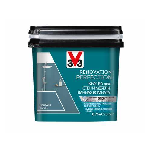 Краска V33 для стен и мебели в ванной комнате Renovation Perfection Цвет ниагара