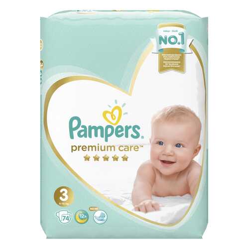 Подгузники Pampers Premium Care 3 (6-10 кг), 74 шт.