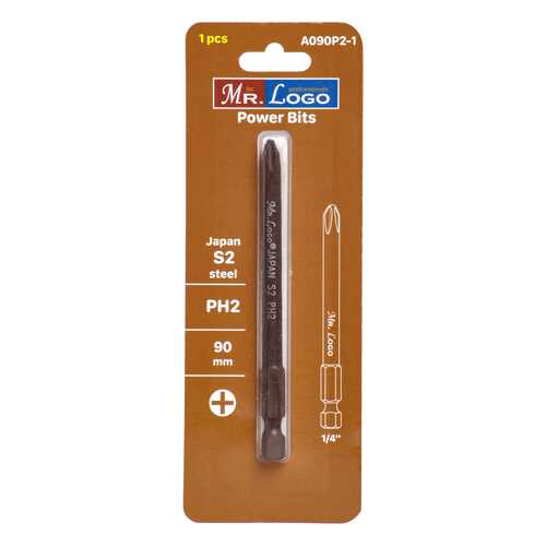 Бита PH2 x 90 мм Mr. Logo, Сталь - S2, арт. A090P2-1, 1 шт.