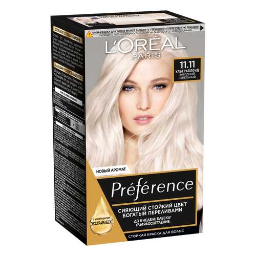 Краска для волос L`Oreal Paris Preferance 11.11 Ультраблонд пепельный 40 мл