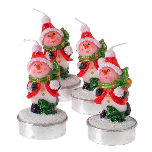 Набор из 4 новогодних чайных свечей Снеговичок Snowmen