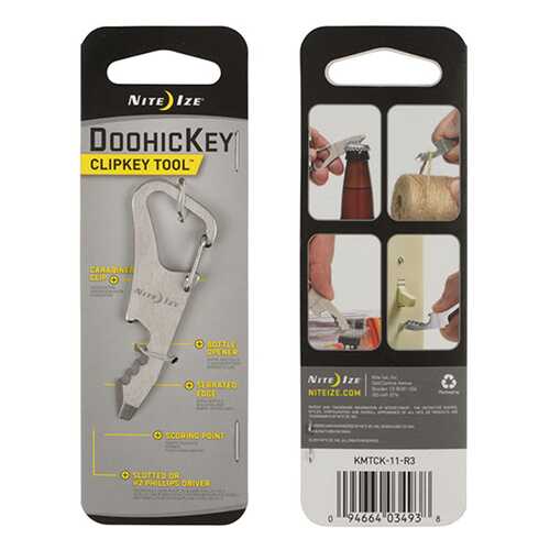 Мультитул-брелок Nite Ize Doohickey Clipkey KMTCK-11-R3 68 мм серый, 4 функции