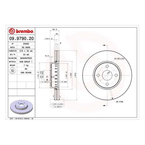 Тормозной диск brembo 09.9790.20