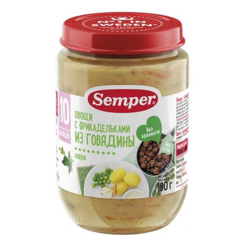 Пюре мясное Semper Овощи с фрикадельками из говядины с 10 мес. 190 г