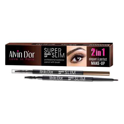 Карандаш для бровей Alvin D'or Super Slim, Dark Brown