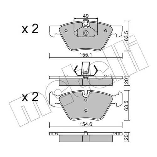 Комплект тормозных дисковых колодок METELLI 22-0557-0