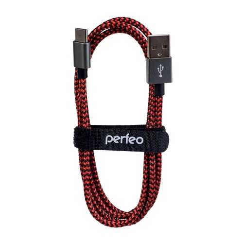 Кабель Perfeo USB2.0 A вилка - USB Type-C вилка, черно-красный, длина 1 м. (U4901)