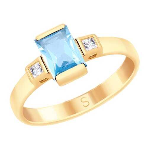 Кольцо женское SOKOLOV из золота с топазом и Swarovski Zirconia 715210 р.17.5