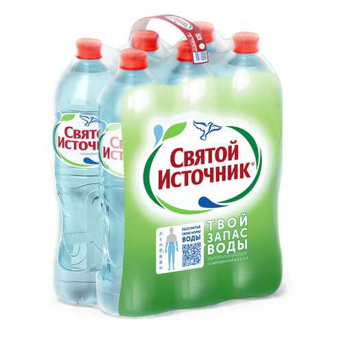 Вода питьевая Святой Источник газированная 1.5 л 6 штук в упаковке