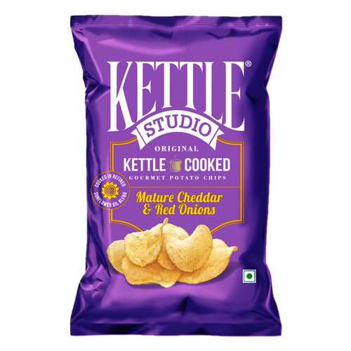 Чипсы KETTLE STUDIO original с сыром Чеддер и красным луком 120г