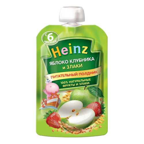 Пюре фруктовое Heinz Яблоко, клубника и злаки с 6 мес. 90 г