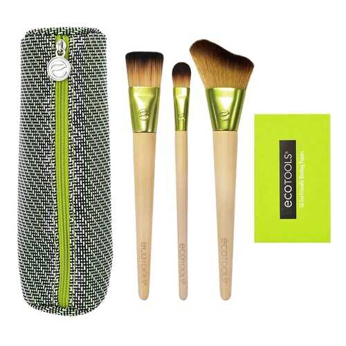 Набор для макияжа Ecotools Travel And Glow Beauty Kit - 3 кисти + косметичка и салфетки
