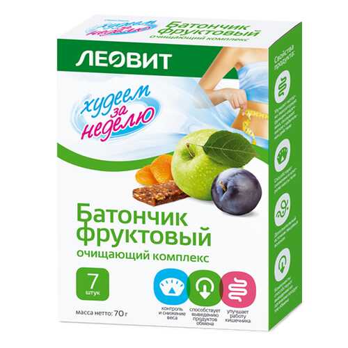 Батончик фруктовый Леовит худеем за неделю очищающий комплекс 7 штук