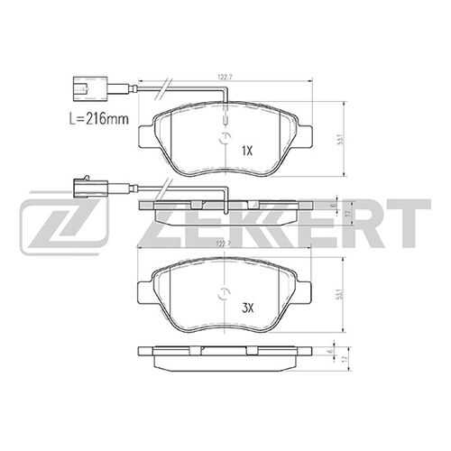 Комплект тормозных колодок, дисковый тормоз ZEKKERT BS-1167