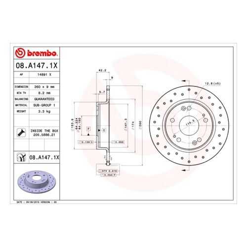 Тормозной диск brembo 08.A147.1X